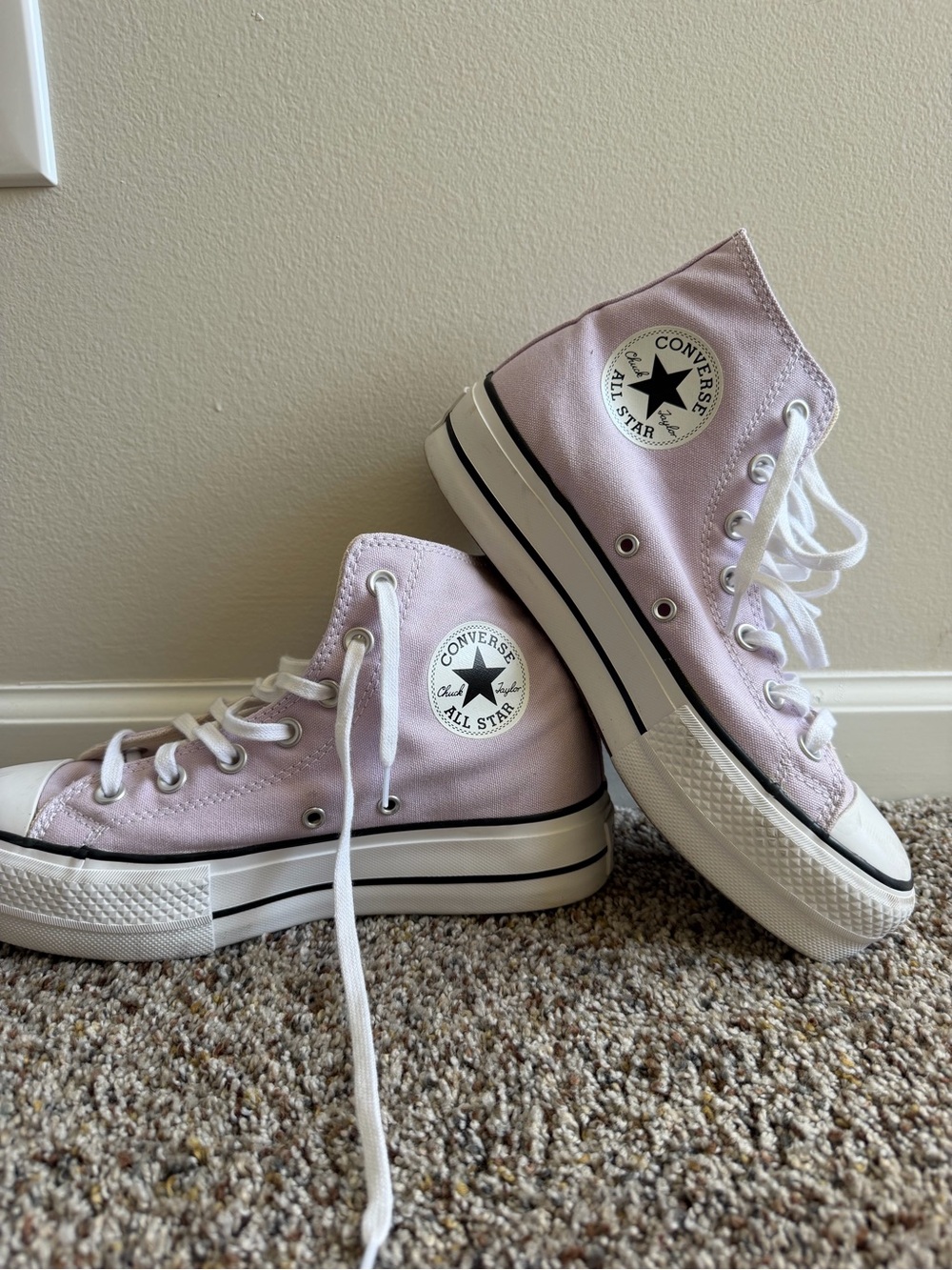 Women’s Converse High Top Platform Sneakers in Pale Purple